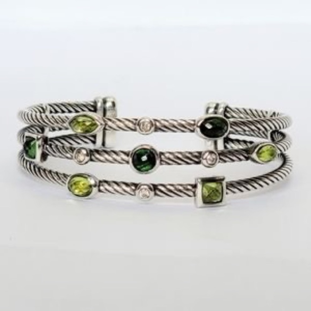 David Yurman Confetti Tourmaline Peridot & Diamond Cuff Bracelet